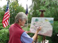 Sue Hand Painting the Angel Garden