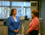 Kitch and nurse Nancy Dines in the intensive care unit