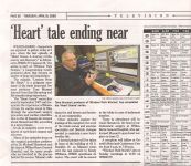 Newspaper account of the final episode of the series
